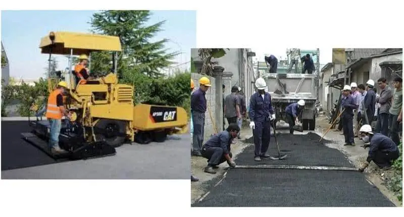 Bước 3: Rải vật liệu Carboncor Asphalt theo đúng chiều dày yêu cầu